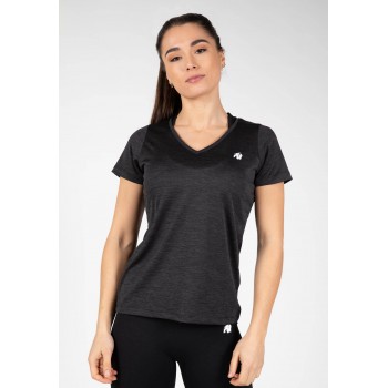 Elmira V-neck - czarna koszulka sportowa