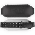 6 Inch Padded Leather Lifting Belt - czarny skórzany pas kulturystyczny